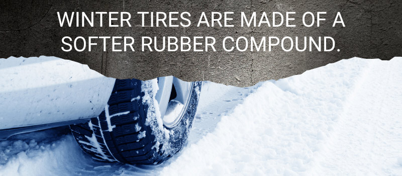 winter tires made of a softer rubber compound