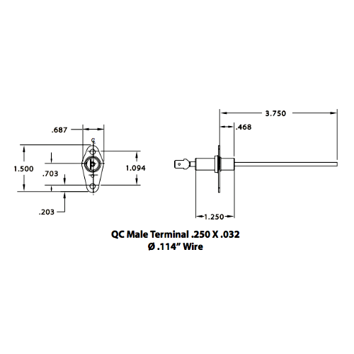 Genuine Fenwal 22-100001-062 Single-Rod Electrode Dimensions