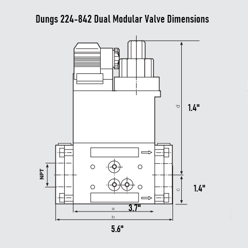Dungs 224-842 Dual Modular Safety Shutoff Valve Dimensions
