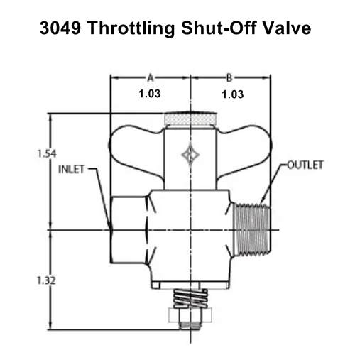 3049 Throttling Shut-Off Valve Dimensions
