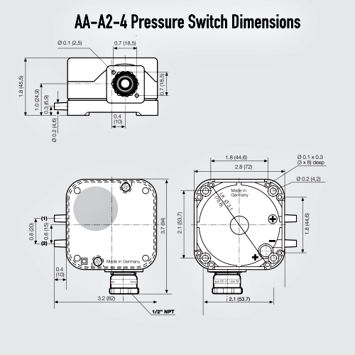 Dungs AA-A2-4 Differential Pressure Switch Dimensions