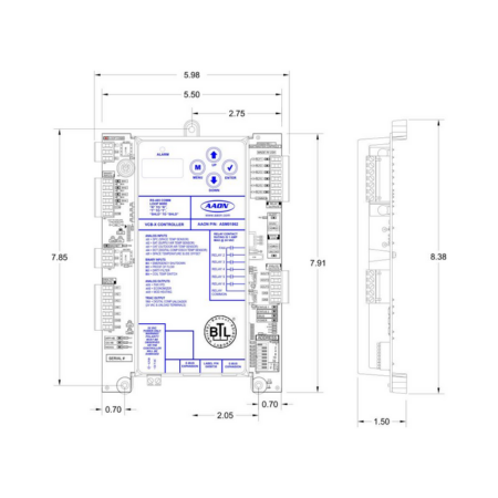 Aaon ASM01862 Control Module with BACnet Display (VCB-X) 18-30 VAC Dimensions