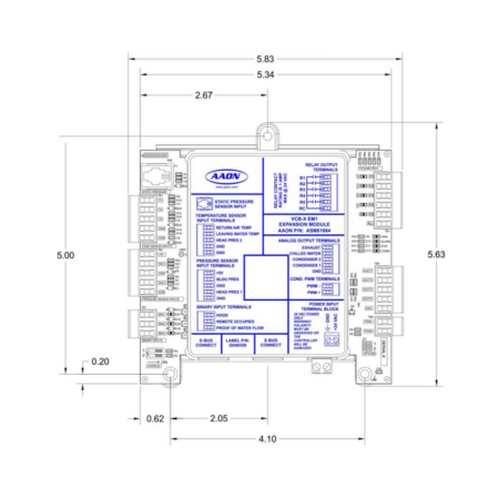 Aaon ASM01864 Expansion Board (VCB-X EM-1) 1A 24VAC Dimensions