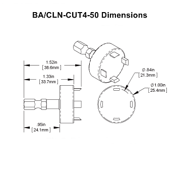 BAPI BA/CLN-CUT4-50 Clean Cut Hole Cutter Dimensions