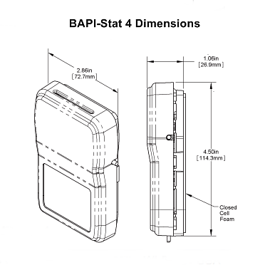 BAPI-Stat 4 Room Unit Temperature Sensor Dimension