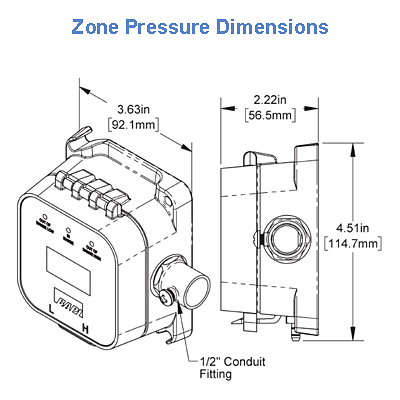 BAPI Zone Pressure Sensor Dimensions