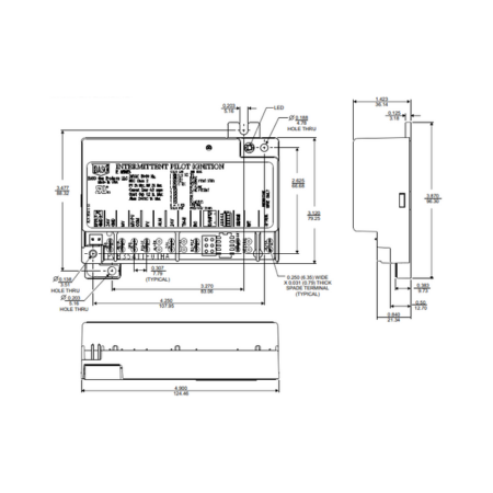 Baso C661ABA-1C Intermittent Pilot Ignition Control Board Dimensions