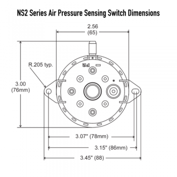 Cleveland Controls NS2-1041-00 Pressure Sensing Switch .12-inch W.C. Dimension