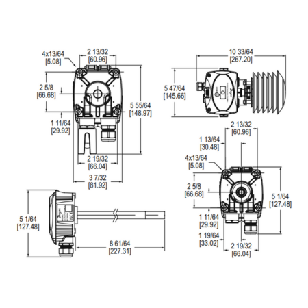 Dwyer RHPX-2SSA0-00 Relative Humidity/Temperature Transmitter 2% RH Accuracy Dimensions