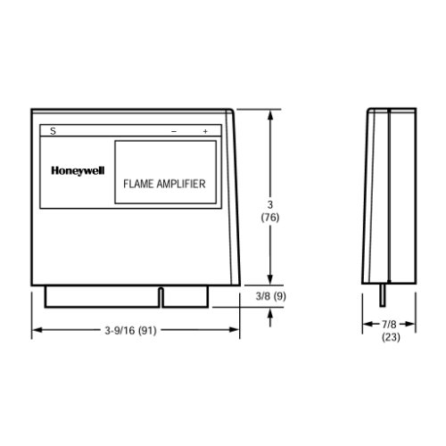 Honeywell R7849B Ultraviolet Flame Amplifier Dimensions