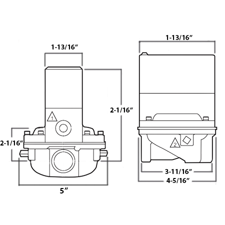 Honeywell V48A2169 Diaphragm Gas Valve Dimensions