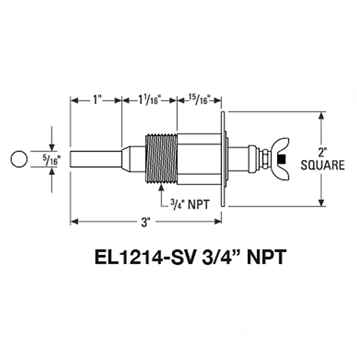 Hydrolevel EL1214-SV (45-215) Short Ceramic Sensing Probe 3/4" NPT