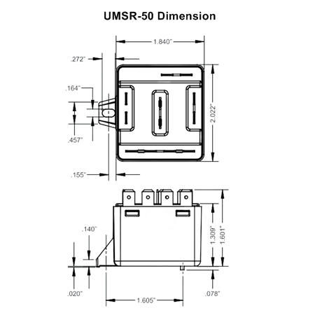 ICM Controls UMSR-50 Universal Motor Starting Relay Dimension