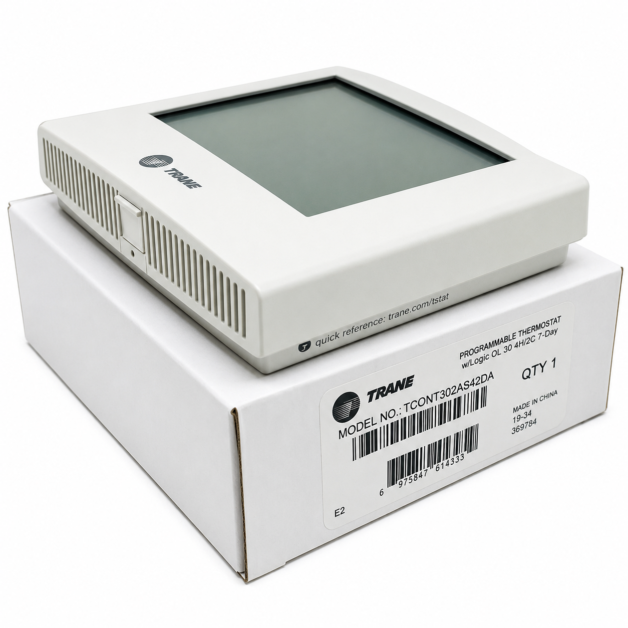 Interactive LCD Touchscreen Display 24 VAC hardwired (C-wire) Trane TCONT302AS42DA