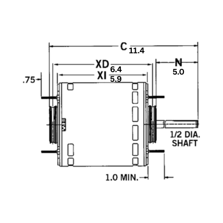 Nidec-US Motors 8904 Direct Driver Blower Motor 1-Phase 3/4 HP 115V 60 Hz 1075 RPM 3-Speed