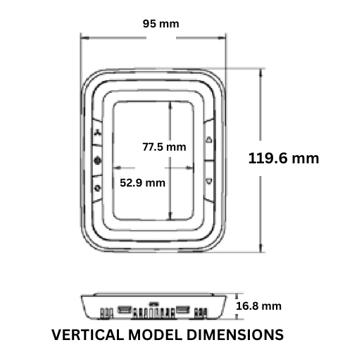 Honeywell Resideo T6861V2WB Vertical Thermostat Dimensions