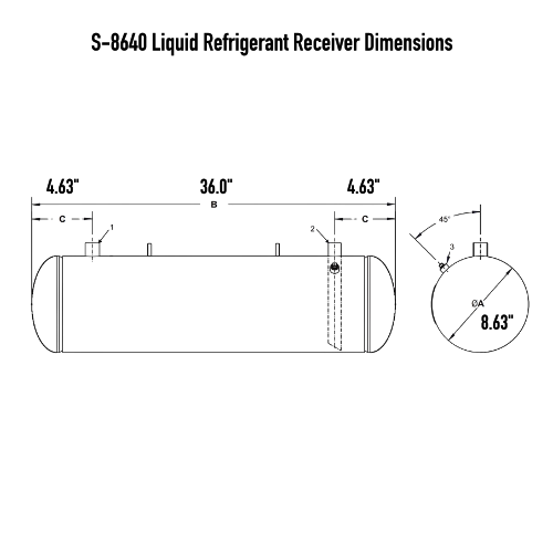 Henry S-8640 Liquid Refrigerant Receiver with ODS Connections