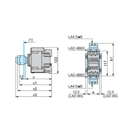 Schneider Electric LC1D65AB7 Electrical Contactor 3-Pole 24Vac 50/60 Hz 65A Dimensions
