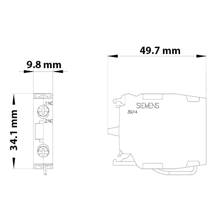 Siemens 3SU14001AA101HA0 Contact Element Dimension