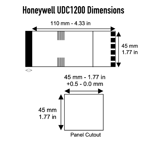 Honeywell UDC1200 Series Universal Digital Controller Dimensions