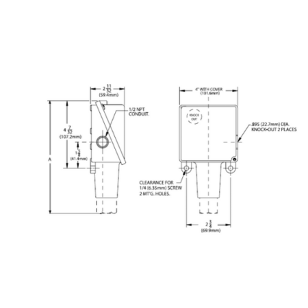 United Electric H100K-540 SPDT Differential Pressure Switch Drawing
