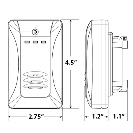 Veris GWNMXX Gas Sensor Dimensions