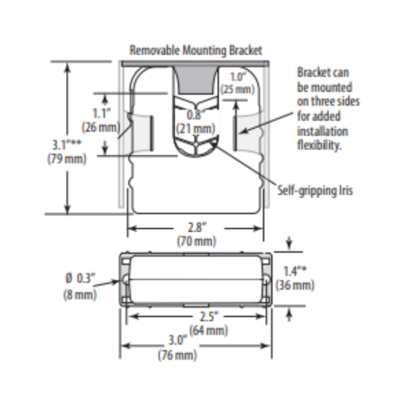 Veris H938 Hawkeye Split-Core Current Transformer Switch with Dimension Drawing