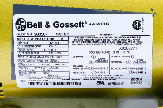 Bell &amp; Gossett 1EF003LF Centrifugal Pump Less Volute 3/4HP