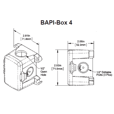 BAPI BA/BB4-D Enclosure BAPI-Box4 Duct Configuration