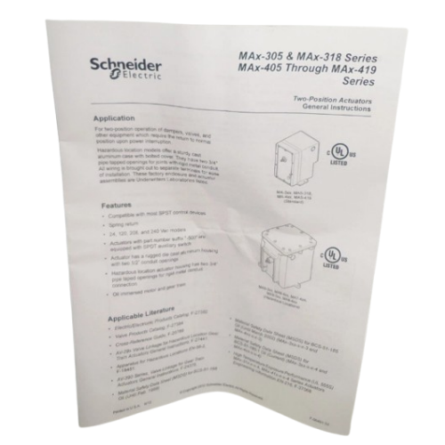 Barber Colman (Schneider Electric) MA-418 120V Spring Return 2-Position 60#In 170 Stroke