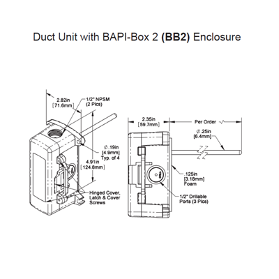 BAPI BA/10K-3-D-8"-BB2 Duct Temperature Sensor