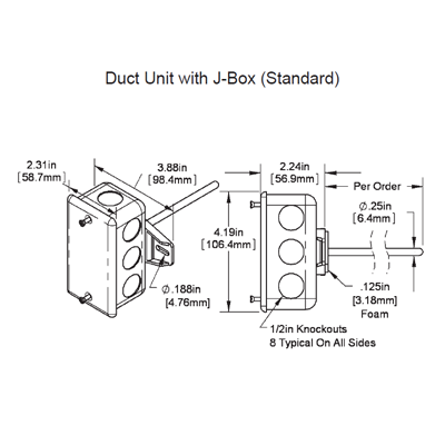 Automated Logic ALC/10K-2-D-18" Duct Temperature Sensor
