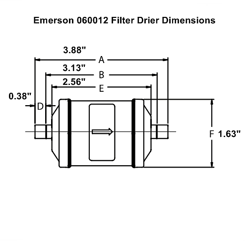 Emerson Flow Controls 060012 Liquid Line Filter Drier Dimensions