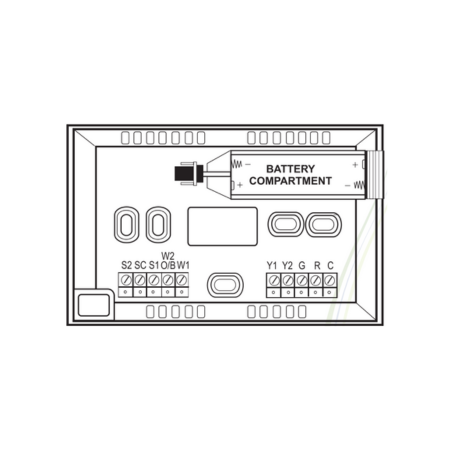 iO HVAC Controls UT32 Titan Universal Programmable Thermostat Touchscreen Battery-Powered/Hardwired Back Illustration