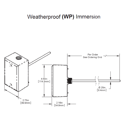 Automated Logic ALC/10K-2[XP]-I-4"-WP Immersion Temperature Sensor