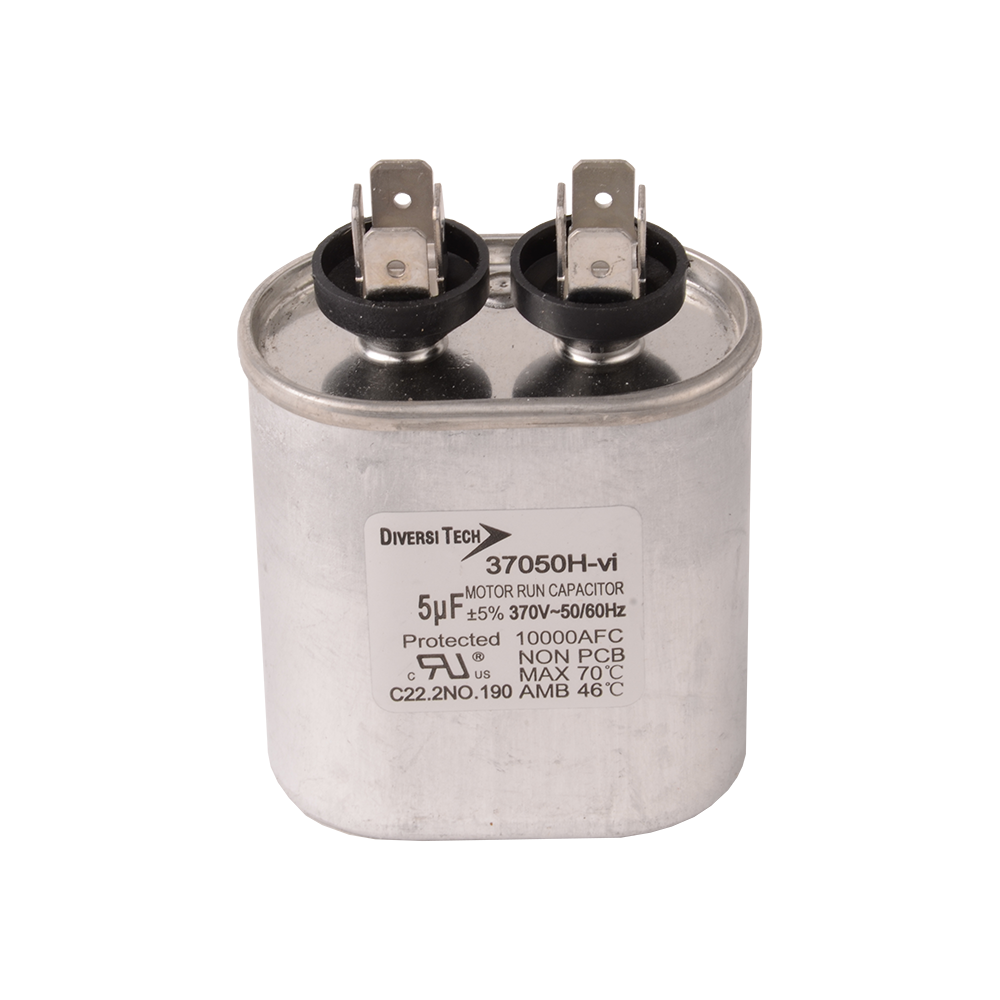 DiversiTech 37050H Single Oval Run Capacitor 5 MFD 370V