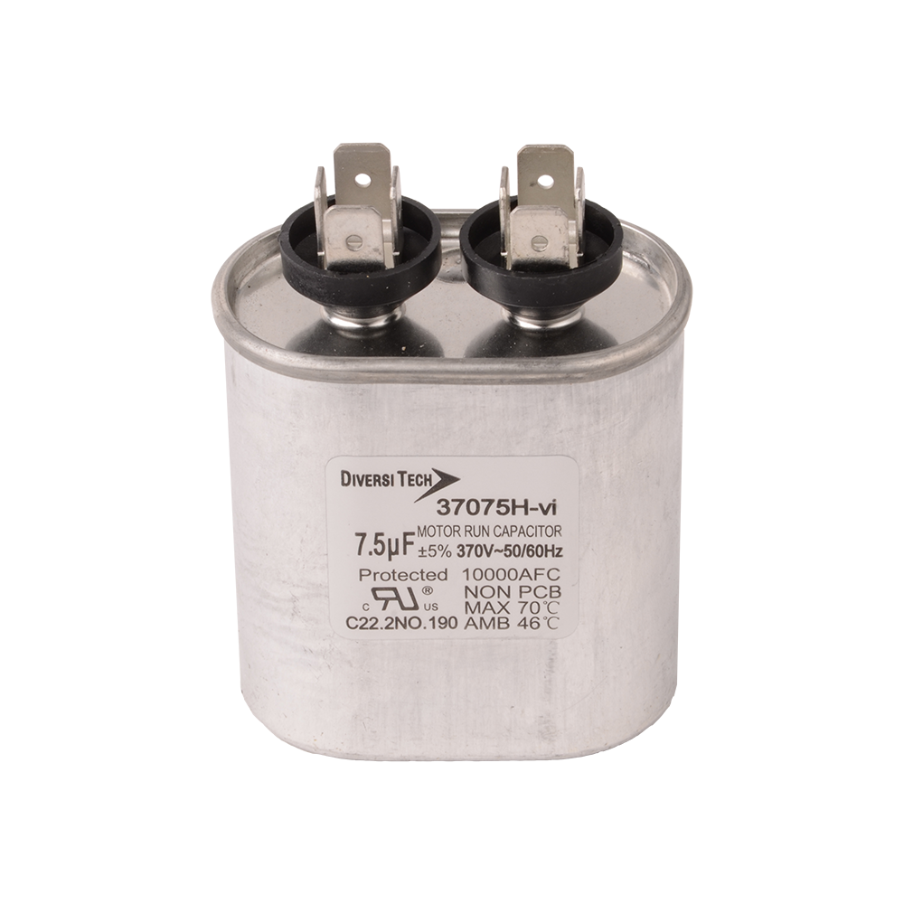 DiversiTech 37075H Single Oval Run Capacitor 7.5 MFD 370V