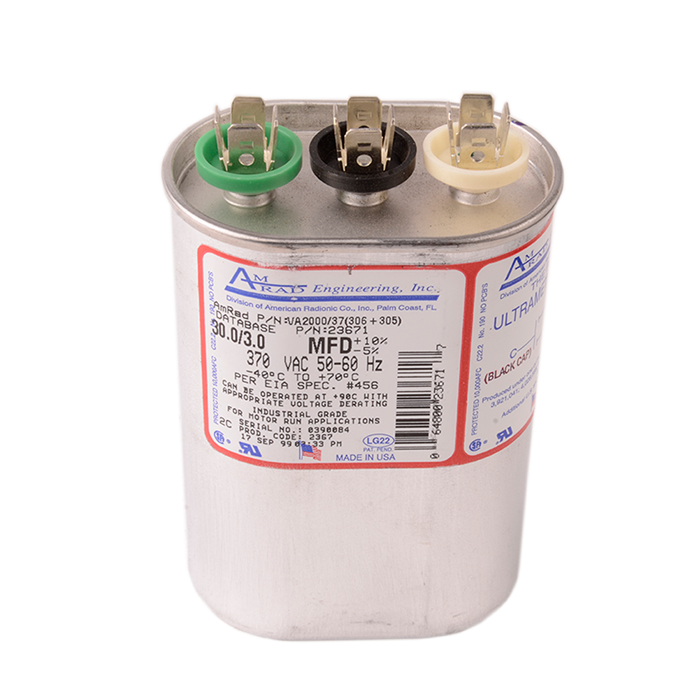 DiversiTech 3GJ0330 Dual Oval Run Capacitor 30+3MFD 370V