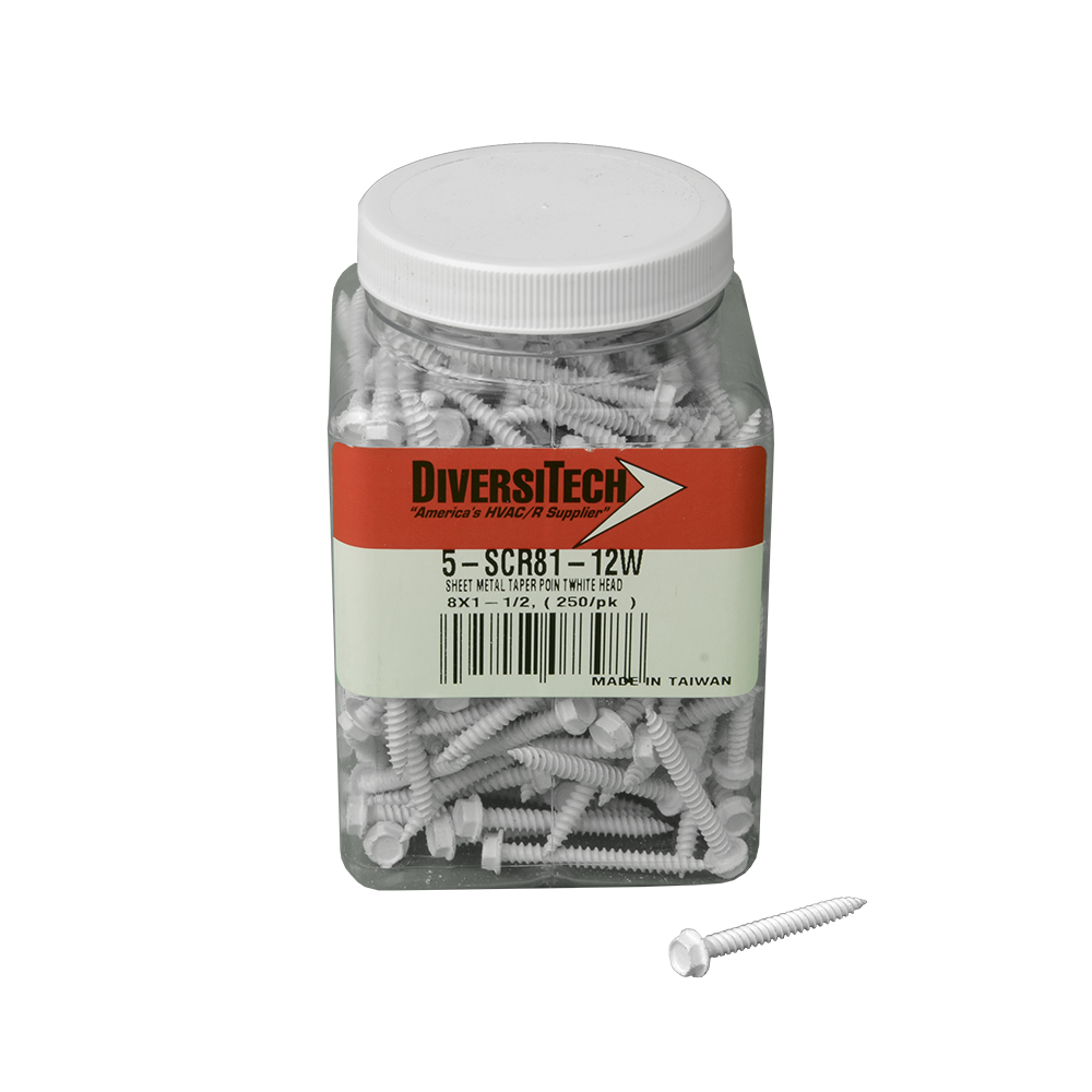 DiversiTech 5-SCR81-12W Screw Sht Met. 8x1-1/2" Tapr Pt