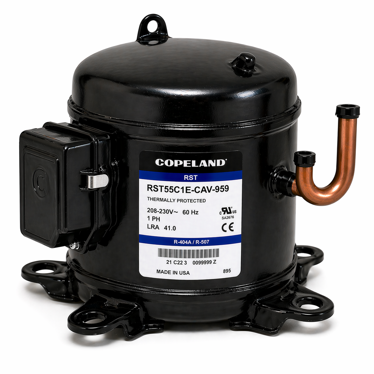 Copeland Compressor RST55C1E-CAV-959 Hermetic Reciprocating Compressor 5,500 BTU 208 - 230V Single Phase 60 Hz