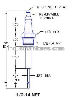 Combustion Depot CD6050 Aftermarket Flame Rod 1/2-14NPT