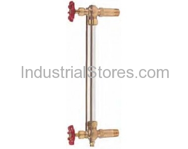 Conbraco 21-104-00 Water Gauge Rough Bronze with Extended Shank 1/2" [5/8" X 12" Glass O.D. & Length] Aluminum Wheel Type Standard Gauge with Standard Glass and Rod