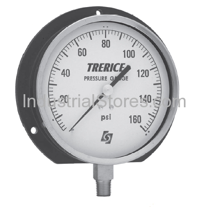 Trerice 610CB4502LA120 4.5 Dail 1/4 Bottom 0/160 psi Gauge