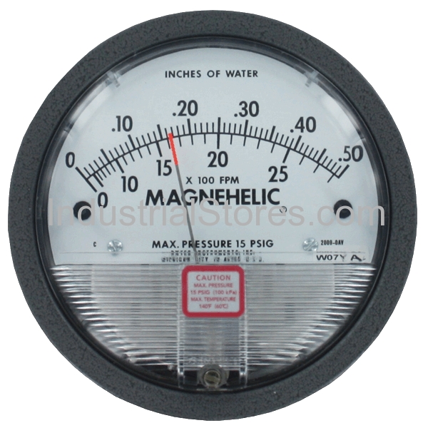 Dwyer 2002AV Magnehelic Differential Pressure Gauge 0-2" 1000-5600 F.P.M. Velocity