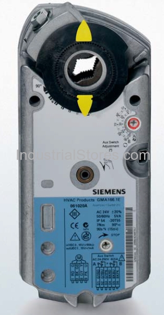 Siemens Building Technology GMA131.1P OpenAir Electronic Damper Actuator Spring Return 62 lb-in Torque Rotary 24V Floating Control Plenum Cable