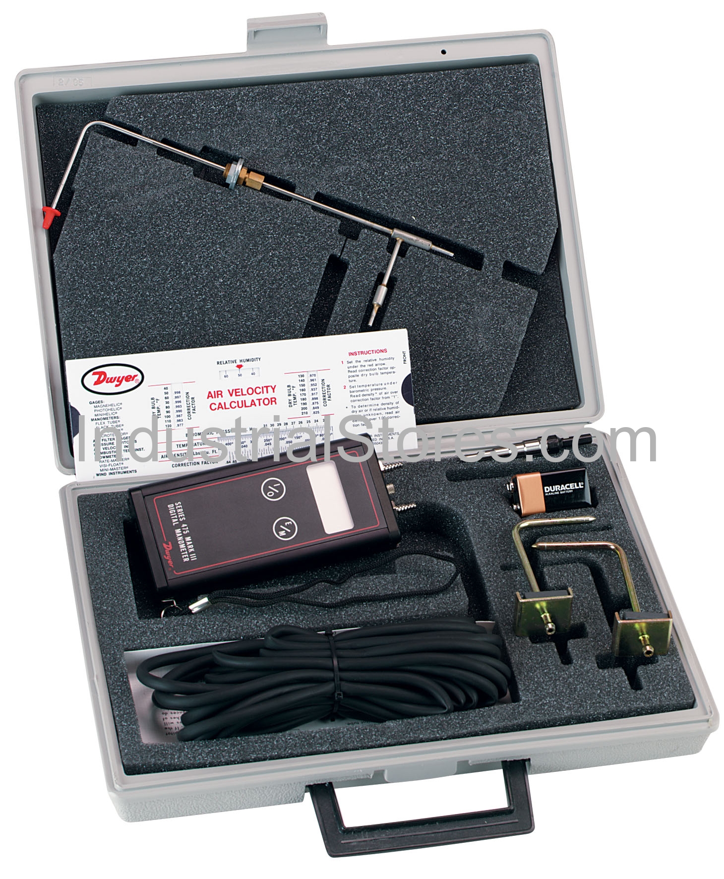 Dwyer 475-1T-FM-AV Air Velocity Kit with Handheld Digital Manometer Telescoping