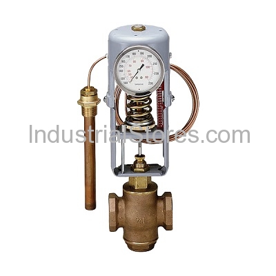 Powers Process 595CD050HC08DI05 Self-Operating Temperature Regulator Valve & Thermal System Assembly Single Seat 1/2" for Heating Copper Capillary 8-ft Fixed Union Indicating Head Assembly