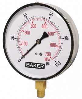 Baker 421AVND-200 Pressure Gauge 0-200 PSI