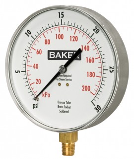 Baker 421AVND-30VAC Pressure Gauge 30"Hg-0" Vac
