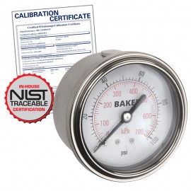 Baker AHNC-5000P Pressure Gauge 0-5000 PSI with NIST Traceable Certificate